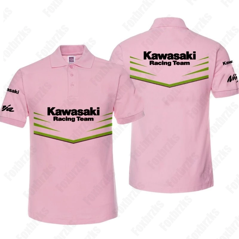 New All-match Motorcycle Heavy Machine Riding POLO Shirt Men\'s Summer Outdoor Riding Kawasakis Pure Short-sleeved T-shirt