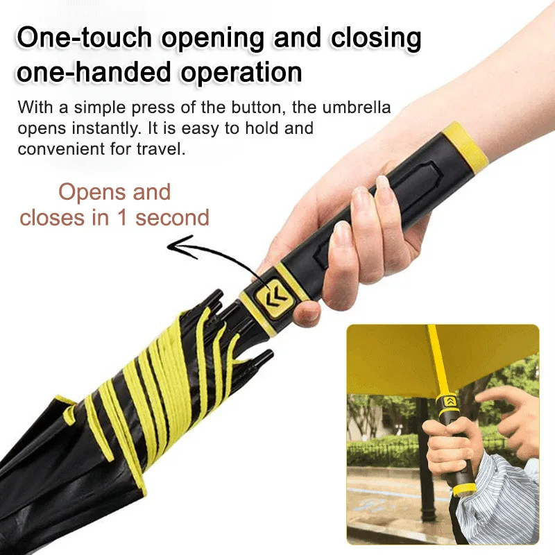 Light Luxury Waterproof Umbrella Automatic Golf Umbrella Long Handle Vinyl Fiber Umbrella