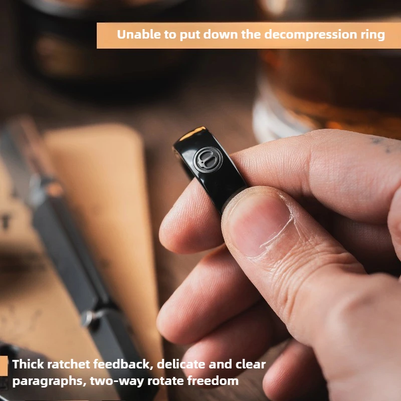 LAUTIE Mechanic I Zirconium Alloy EDC Magnetic Paragraph Mechanical Ratchet Fingertip Ring Decompression Desktop Toy