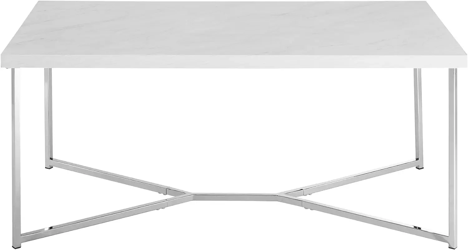 

Mid Century Modern Marble Gold Rectangle Coffee Table Living Room Accent Ottoman Storage Shelf, 42 Inch,