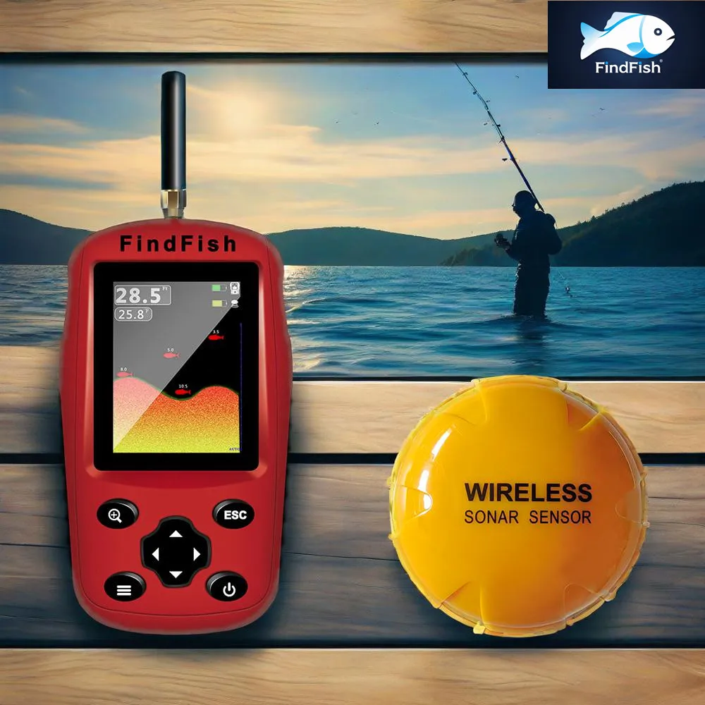 

FindFish Wireless Fish Finder Sonar Sensor Portable Sonar Fishfinder LCD Display Depth Finders for Fishing Ice Fishing Kayak