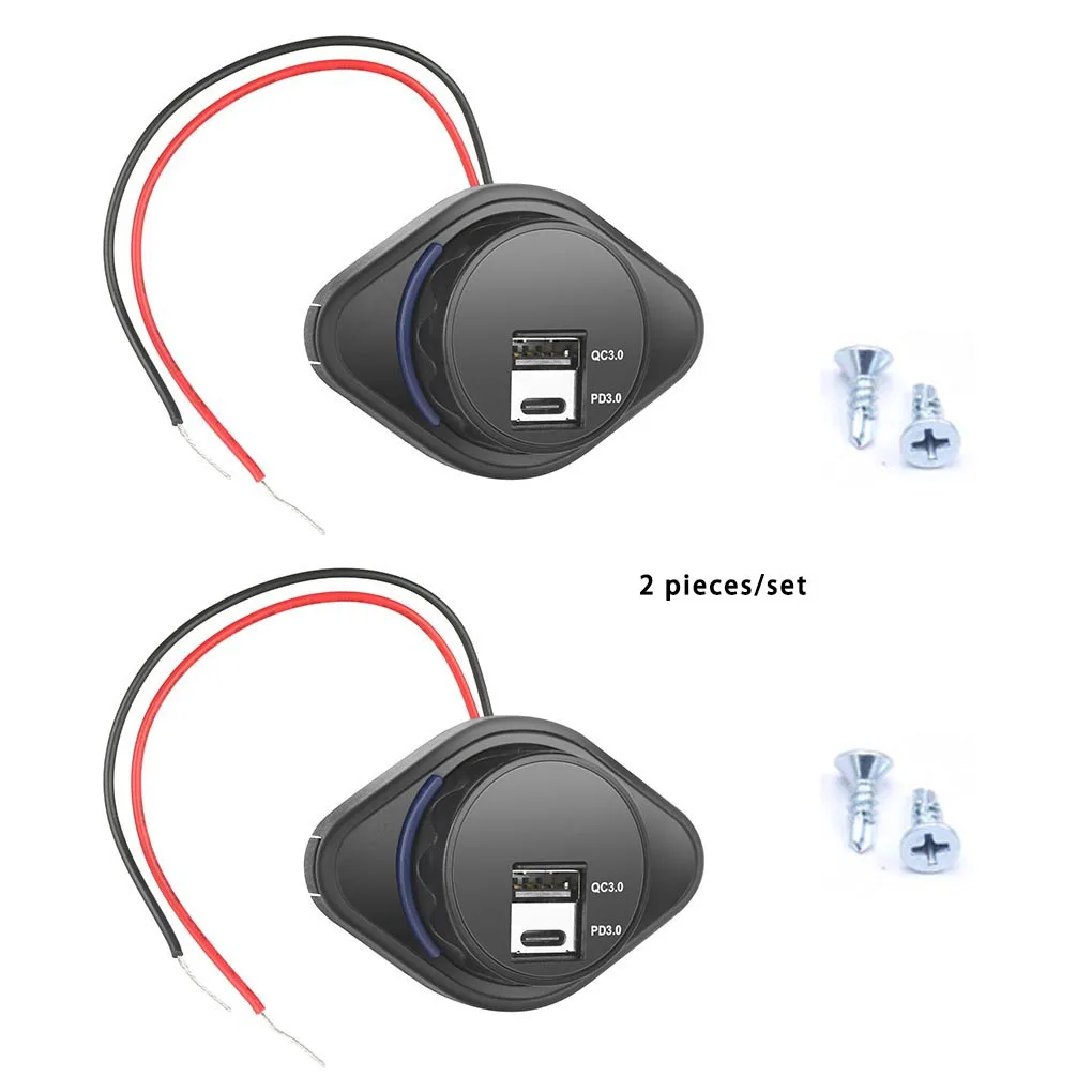 2Pcs Quick Charge Sockets USB Charging Socket Dust-proof Car Charger Auto RV Motorcycle Supplies Accessories Fittings