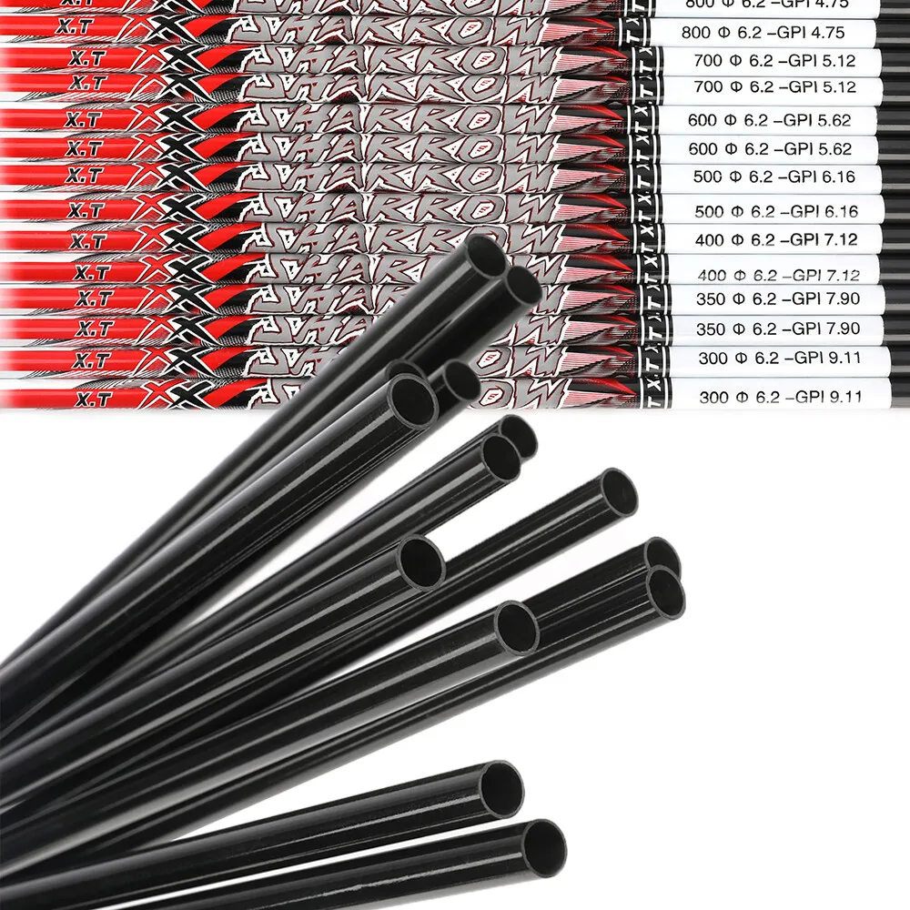 

Archery Arrow Shaft Pure Carbon Spine300-800 +/-0.003" ID6.2mm for Compound Recurve Bow Shooting Hunting Arrow Accessories