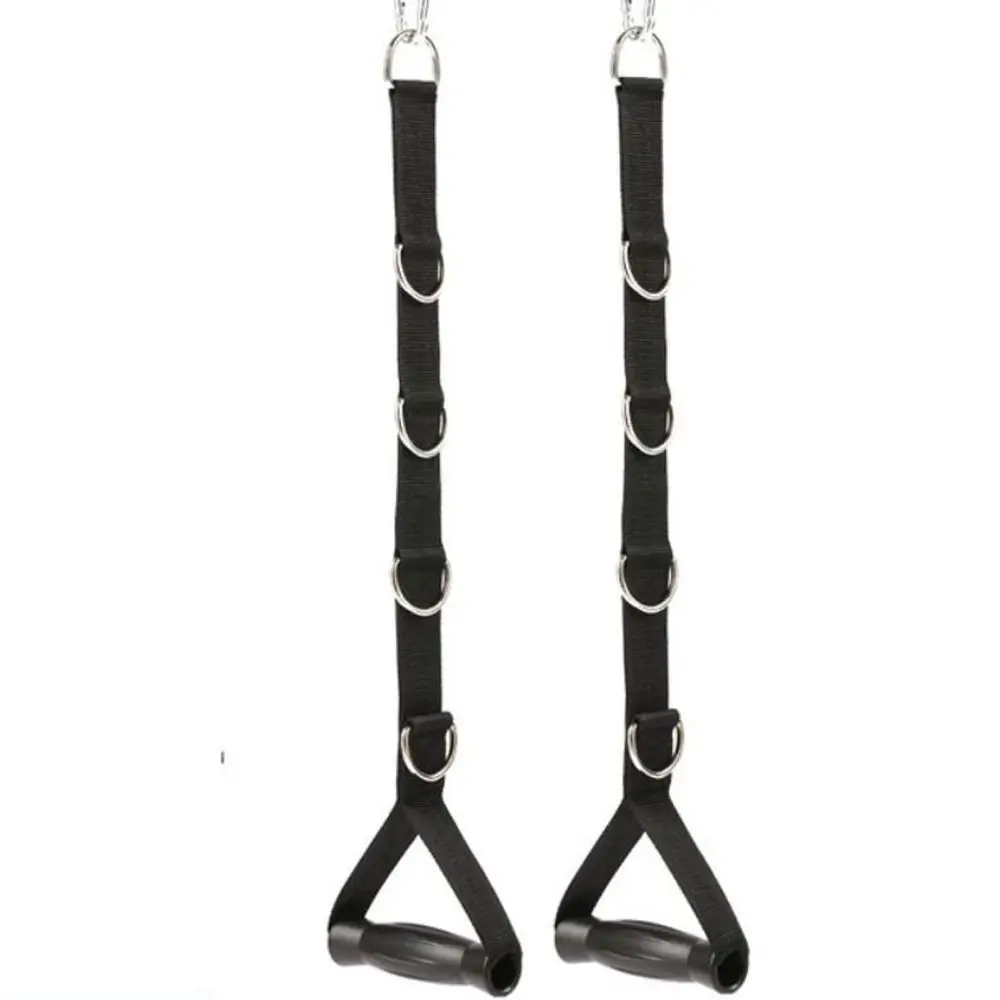 1 زوج من أربطة مقاومة اللياقة البدنية متعددة الوظائف مقابض مضادة للانزلاق حزام نايلون قوي قبضة مجتذب مقبض TPR مقاومة للاهتراء