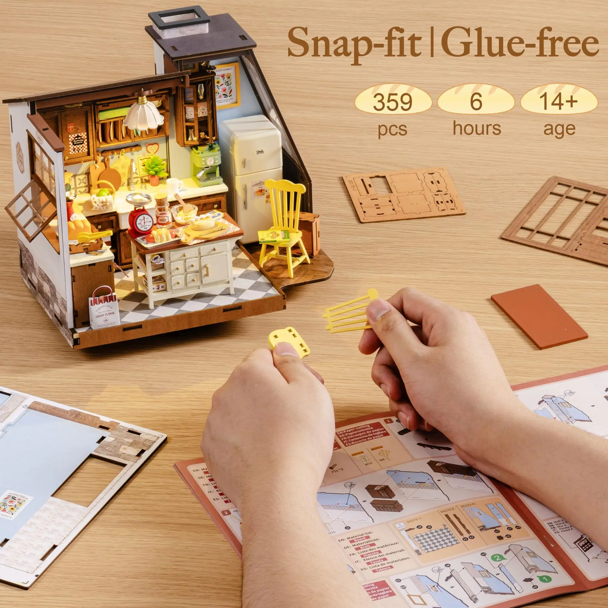 Rolife DIY Miniatuur Huiskit Model Kit Poppenhuis Bakken Keuken 3D Puzzel Mini Huisbouwpakket Craft Kit Voor Tieners Volwassenen