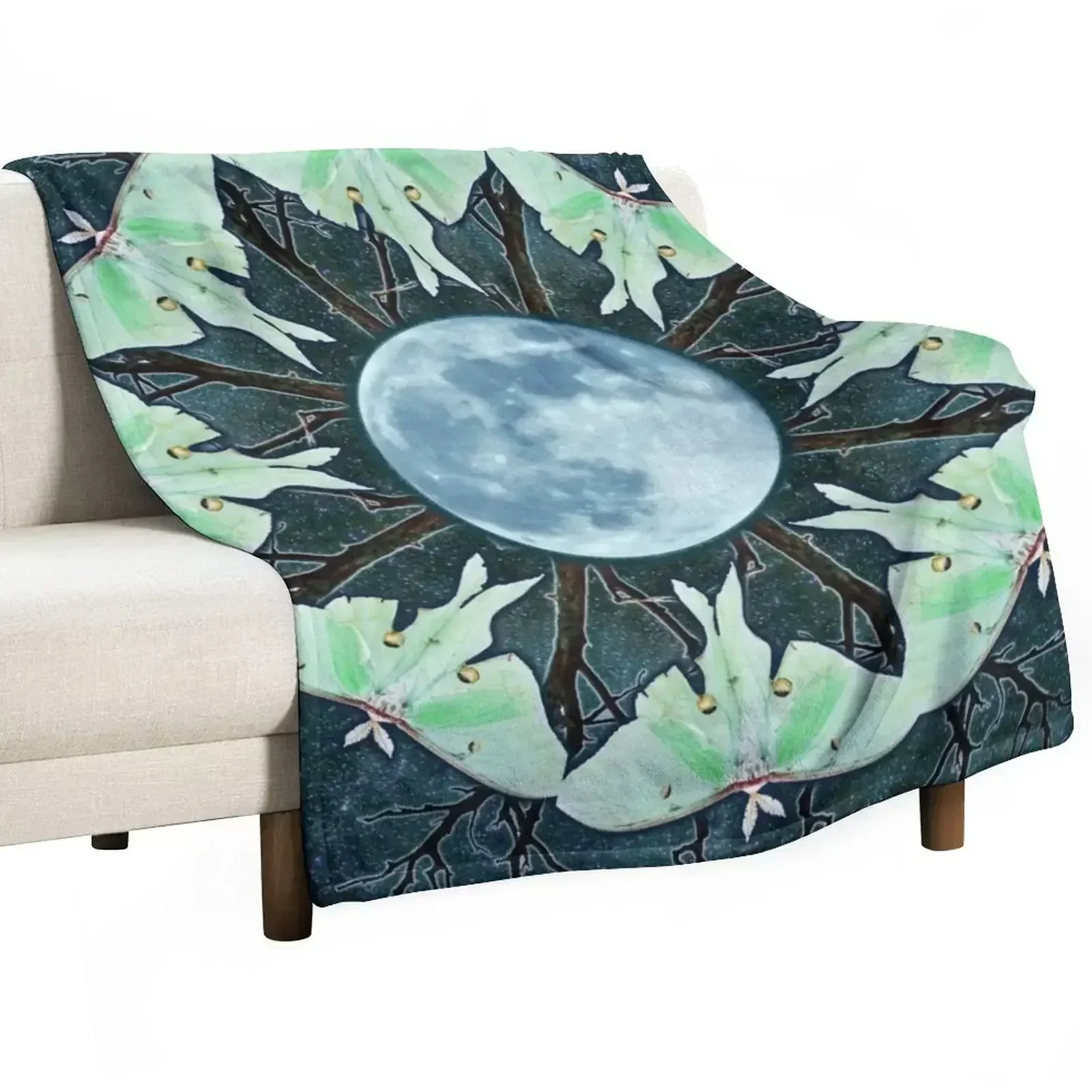 Luna Moth and Full Moon Mandala Throw Blanket warm winter Summer Bed covers For Baby Kid'S Blankets