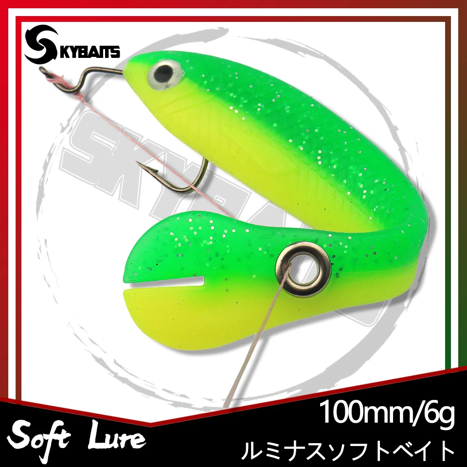 SKYBAITS 1PCS Soft Fishing Lure 100MM 6G Silicone Artificial Bait Barracuda Shaking Multicolor Small Loach Fishing Tackle Tools