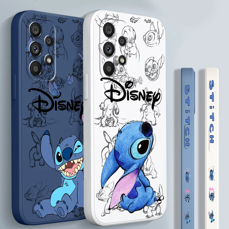 Disney Lilo & Stitch Angel Liquid Left Rope For Samsung Note 20 10 A54 A31 A14 A03 A22 A34 A04 A24 A25 Ultra Plus 5G Back