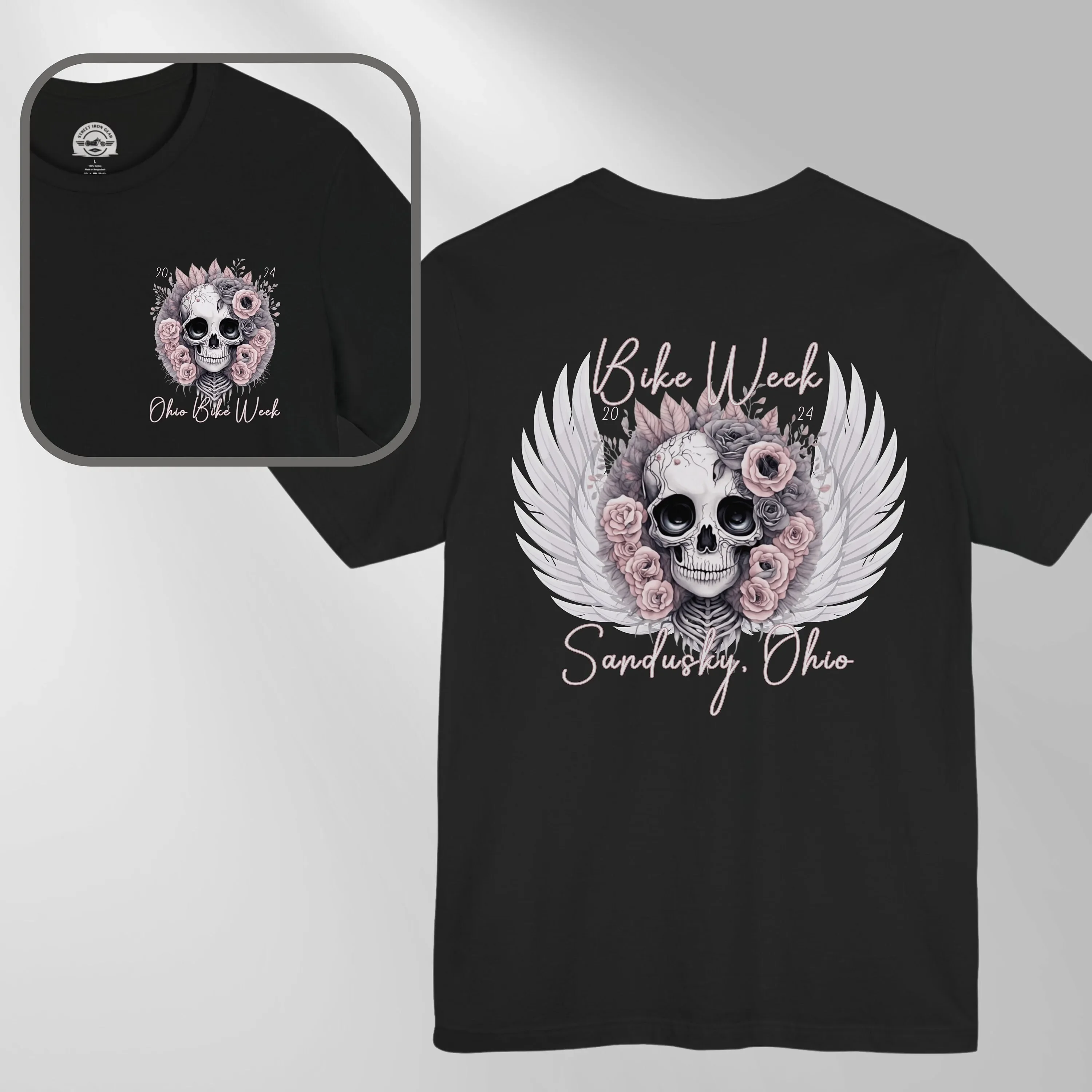 Ohio Bike Week 2024 T Shirt Ladies Cottage Core Skull Motorcycle Rally S