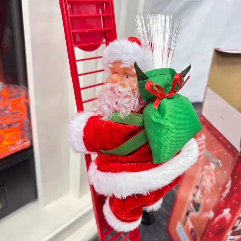 دمية سانتا كلوز تسلق سلم مع موسيقى شجرة عيد الميلاد الحلي زينة للمنزل 2025 نافيداد السنة الجديدة للأطفال هدية