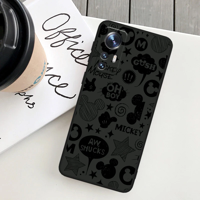 Capa de telefone de silicone preto e branco Mickey para xiaomi mi nota 10t 10s 10 9t 9 se 8 cc9e a3 5g lite pro