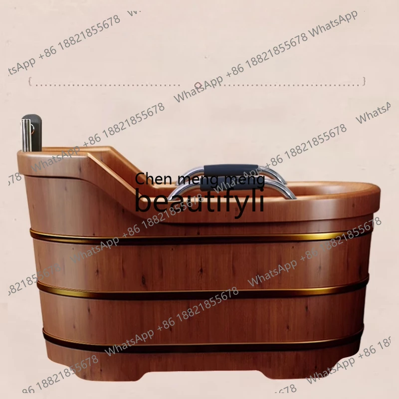 Wooden Bath Barrel for Adults, Home and Commercial Use, Beauty Salon Steaming Barrel, Herbal Bath BarrelE5556