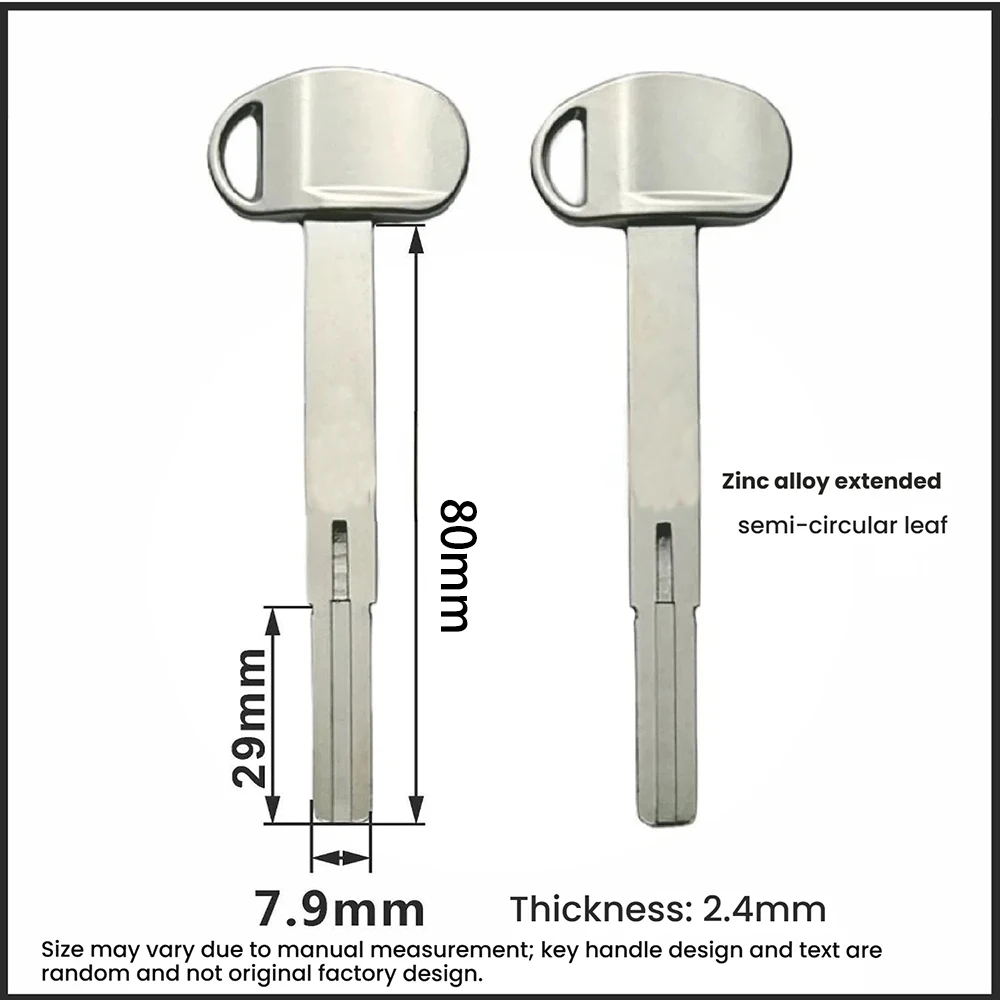 Zinc alloy semi-circular blade key blank ultra-C grade fingerprint lock intelligent lock internal milled extended flat key 10pcs