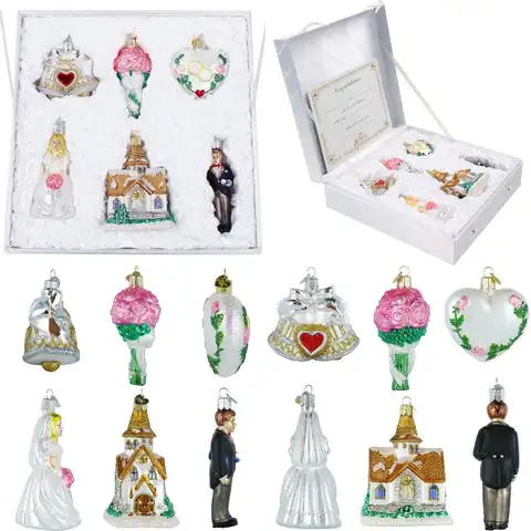 ชุดเครื่องประดับคริสต์มาสแก้วสไตล์วินเทจ 6 ชิ้น