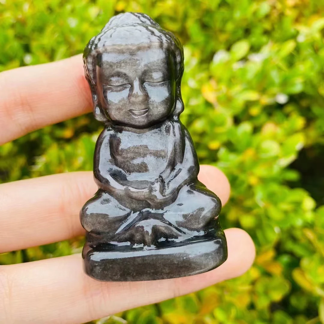 

6.3cm Natural Crystal Baby Buddha Statue Carved Rose Quartz Crafts Polished Healing Stones Fengshui Figurine Home Ornament Gifts