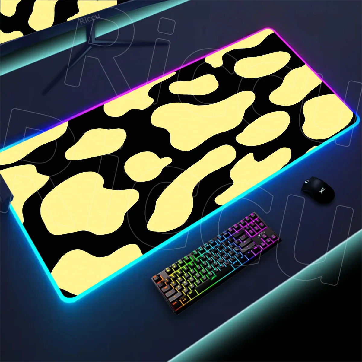 HD Print Milk Cow Pattern RGB Mouse Pad Art Design Non-Slip Rubber Desk Mat Accessories Laptop PC Gaming Desktop Office Mousepad
