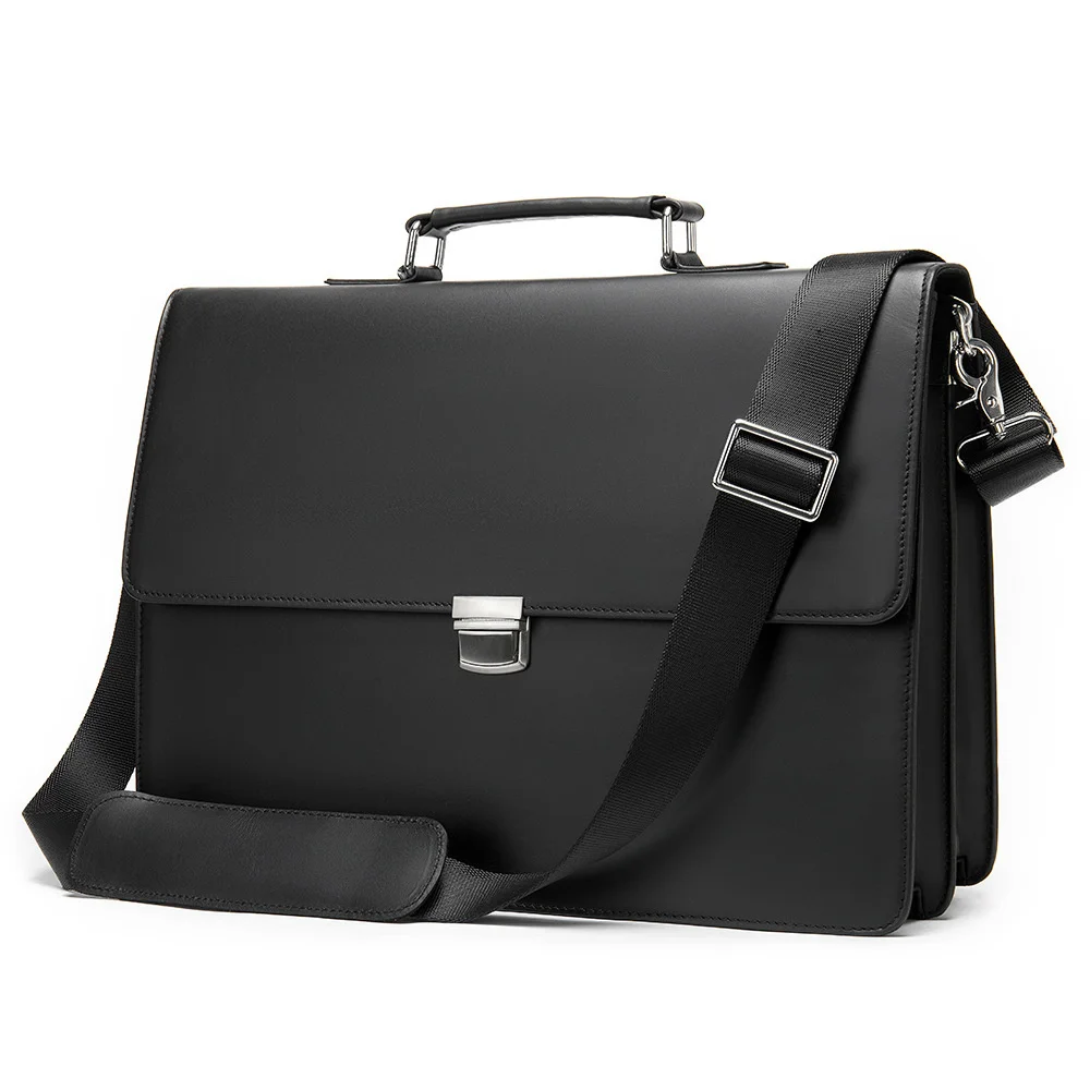 Classic Luxury Men Briefcase Genuine Leather Work Totes Business Handbags Black Red Cowskin Laptop Bag for Layer Doctor Bag