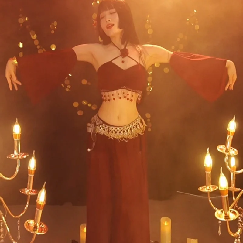 2025 أزياء مسرحية للرقص الشرقي للنساء ملابس ممارسة مزاجه المثير للبالغين ملابس تدريب الرقص الشرقي