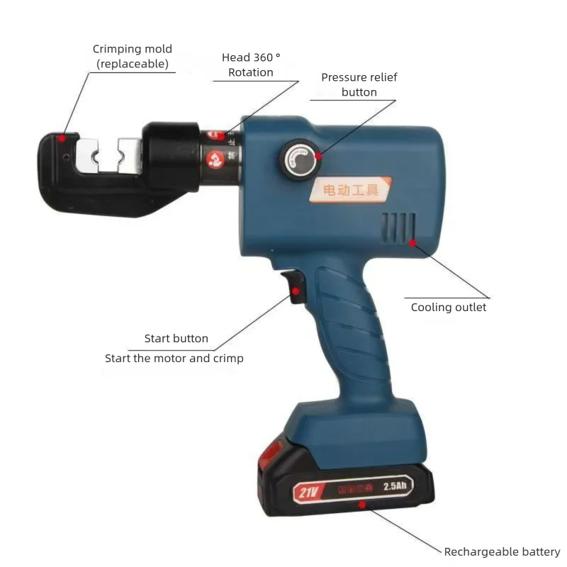 JBS 4-70mm Hydraulic Crimping Tool for Aluminum-Copper Cable Lugs Electrical Crimper