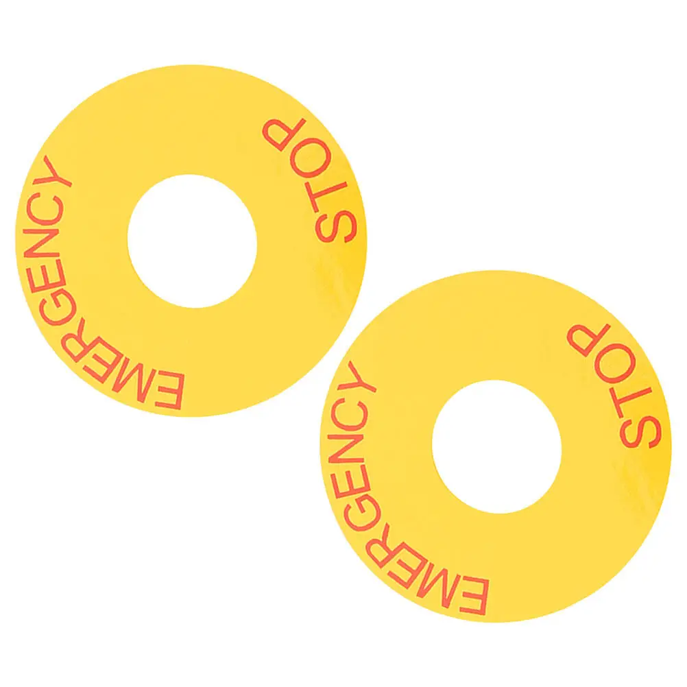 

2Pcs Emergency Stop Sign Labels PVC Adhesive Warning Decals for Machines Factory Equipment Safety Use Emergency Stop Sign
