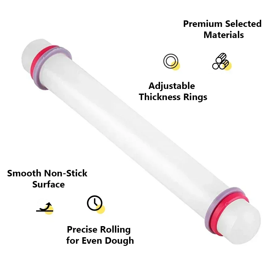 9 Inch Non-Stick Rolling Pin Smooth Pastry Roller for Fondant Gum Paste Cookie Dough DIY Cake Decorating Baking Tool