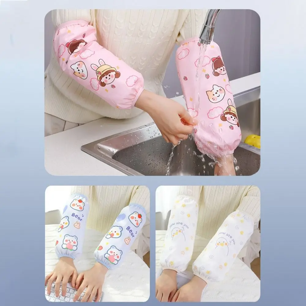 1 Pair Cartoon Waterproof Sleeve Cover Dirty Resistant Soft Oversleeve Oil Proof Child Arm Sleeve For Kids Adult