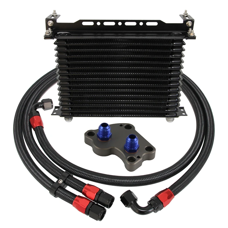 

15 Row AN10 Oil Cooler w/Bracket + Filter Adapter Kit Fit For BMW Mini Cooper S R50 R52 R53 1.6L Engine 02-06 Black/Blue