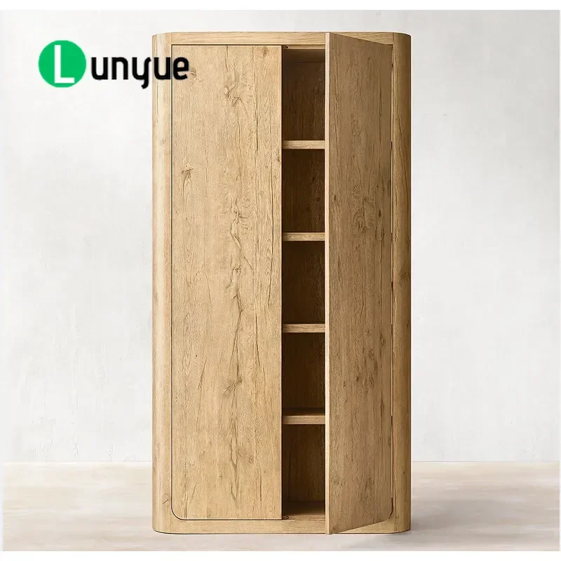 Solid Wood Oak Bookcase  Living Room Decorative Cabinet Modern Simple Bedroom Wardrobe Edge Storage Furniture