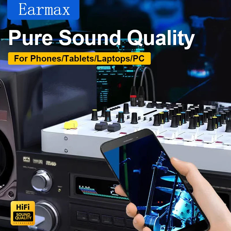 TYPE-C USB-C to Dual XLR Blue Black Nylon Cable is For Audio Speakers Amplifiers Digital Decoding DAC and Laptops IPads Phones