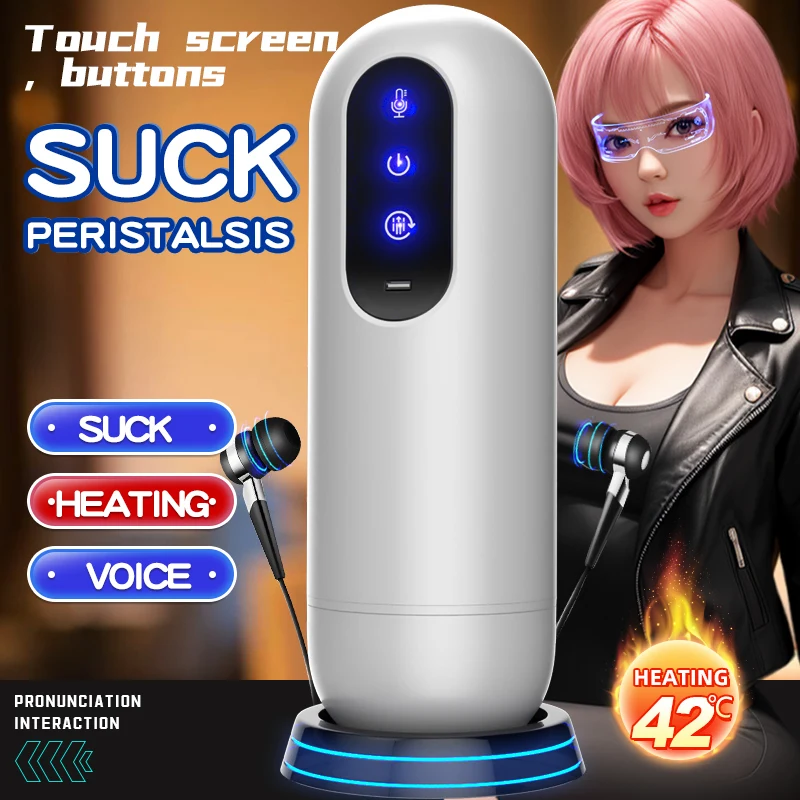 

HSBEAU Fully Automatic Airplane Cup Telescopic Rotation Male Mouth Sucks Intelligent Voice Piston Automatic for Adult Sex Toy