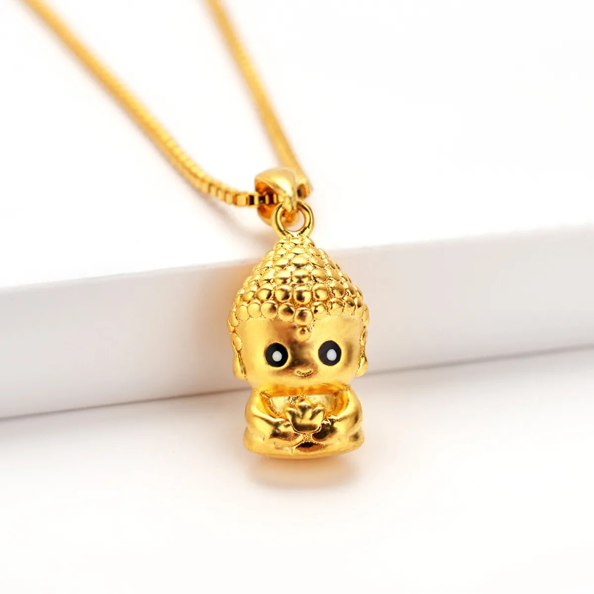 Boutique AU999 gold necklace light luxury 24K pure gold pendant female solid Amitabha oil drop necklace pendant jewelry