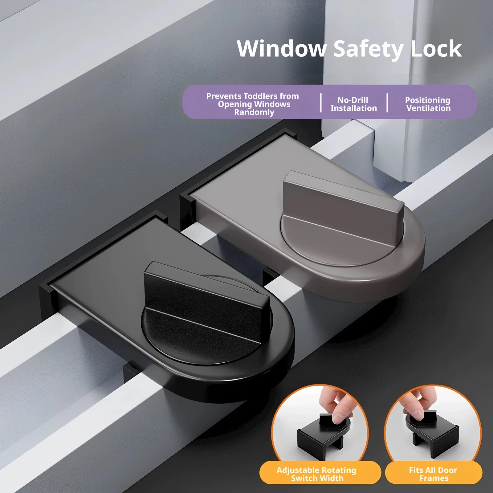 No‑Drill Anti‑Fall Sliding Door Safety Lock Child Proof Anti‑Theft Latch High‑Rise Limiter for Indoor Sliding Window Use