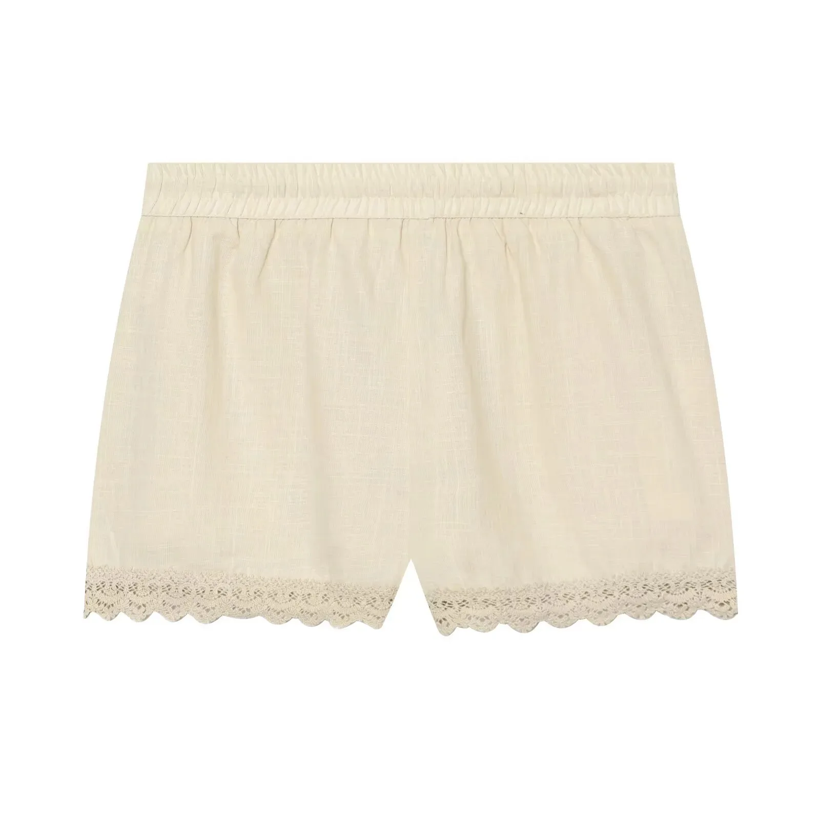 Exquisite colorful flower embroidery elastic waist drawstring crochet stitching retro versatile mid-waist shorts for women