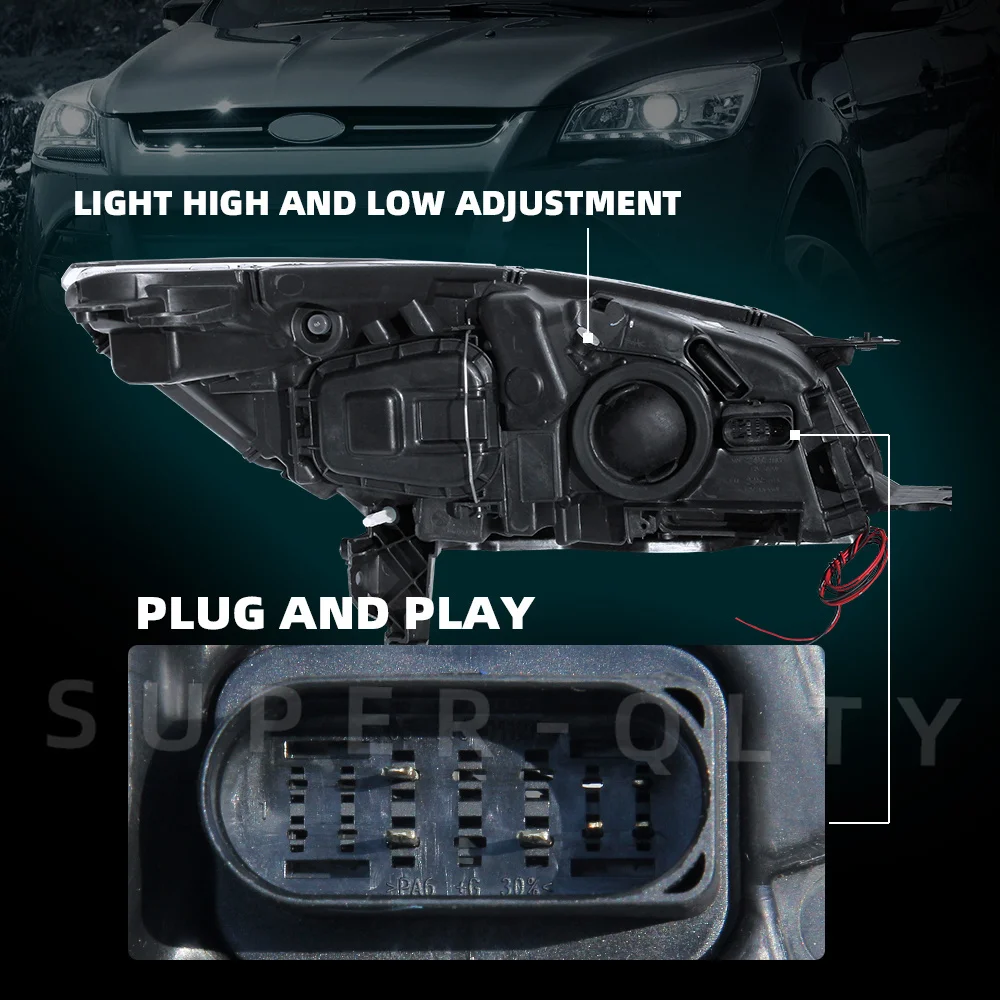 Car LED headlights for Ford Kuga Escape Headlights 2013-2016 Head Lamp Led Car Styling Accessories