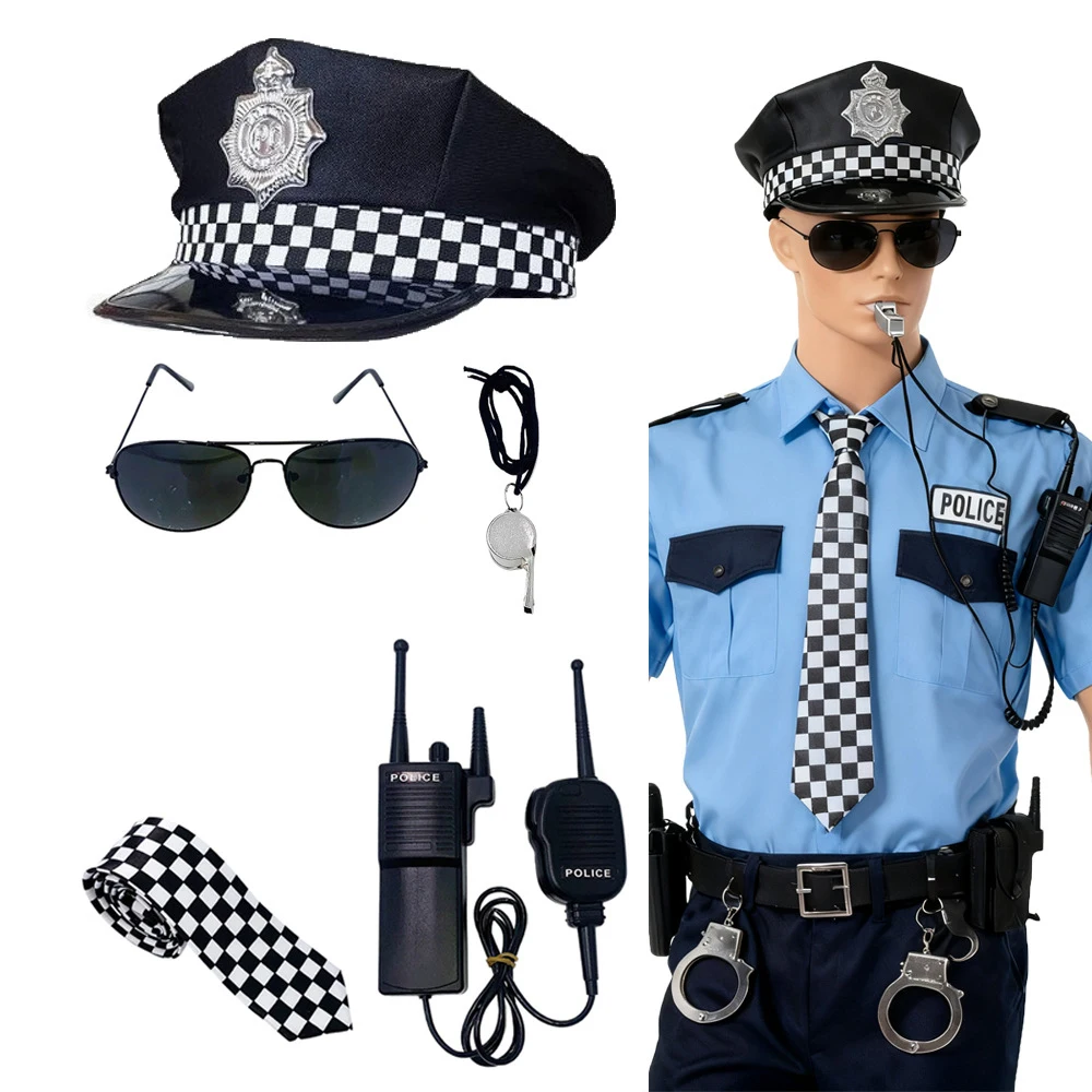 Octagon Policia Cap Classic Adults Cosplay Hat Stage Show Cap for Party Performance Masquerade