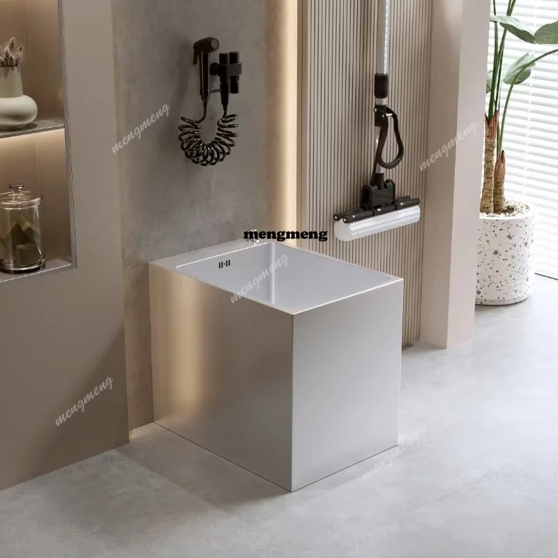 

Stainless steel anti-splash mop pool balcony household and commercial mop pool rectangular mop pool bathroom customization