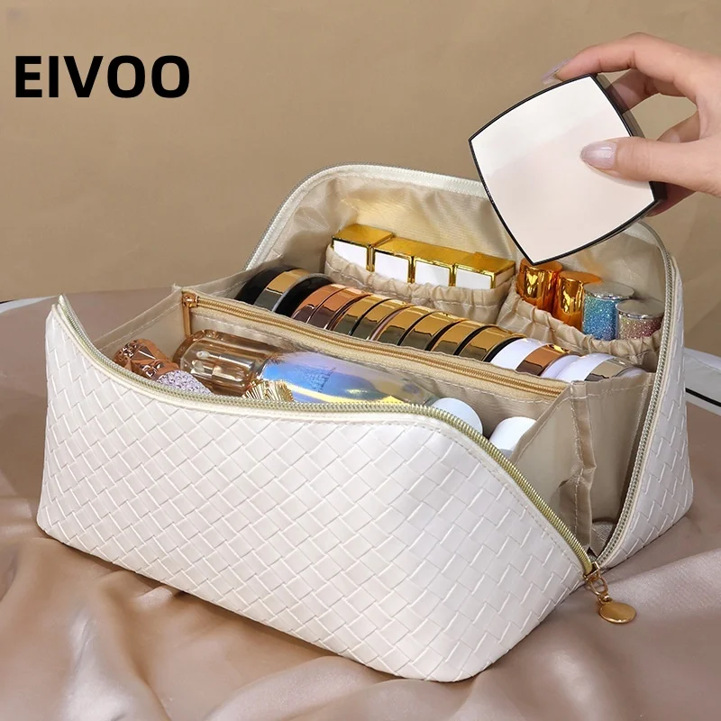 Borse cosmetiche per le donne elegante borsa per il trucco in pelle PU articoli da toeletta da viaggio Organizer per riporre gli oggetti borsa per