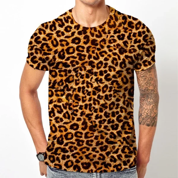 Leopard 3D Printed T-shirt Men\'s and Women\'s Summer Fashion Casual T-shirt Comfortable and Breathable 2024 Summer New Cool