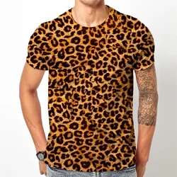 Leopard 3D Printed T-shirt Men's and Women's Summer Fashion Casual T-shirt Comfortable and Breathable 2024 Summer New Cool