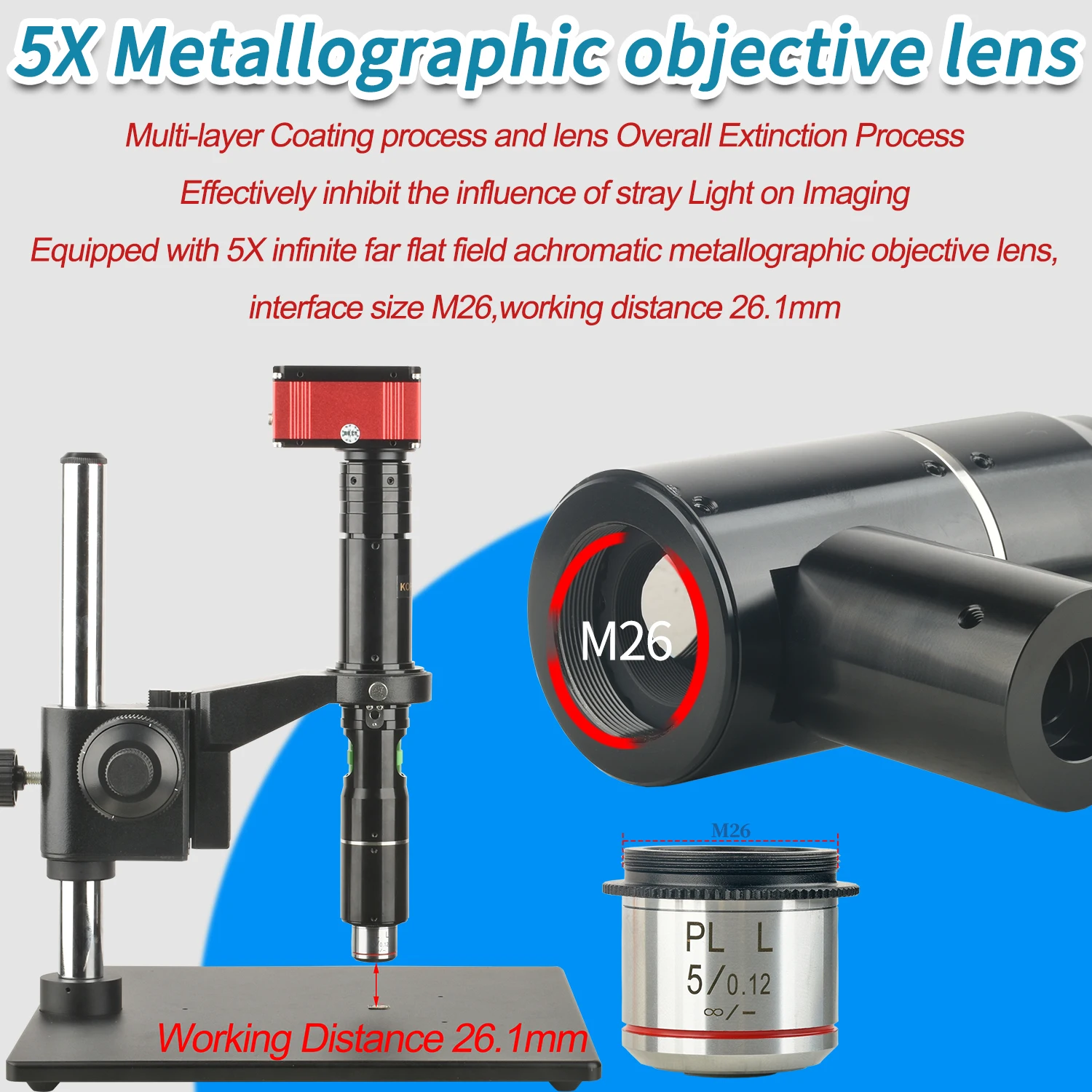 KOPPACE 135X-870X Microscopio electrónico de luz coaxial 4K 8,3 MP Cámara HD puede tomar fotos y medidas