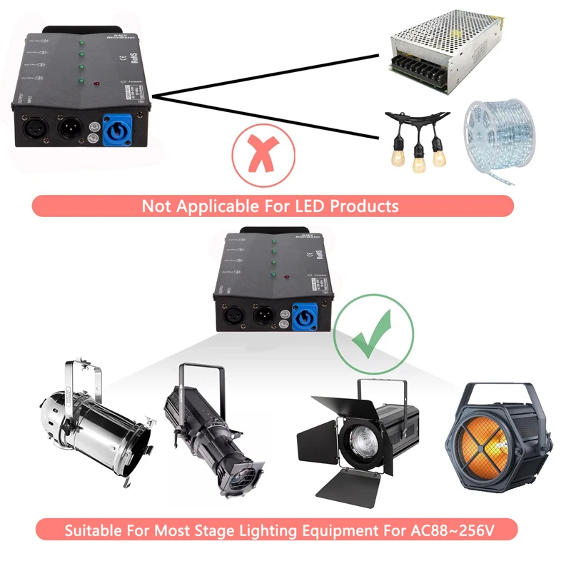 Imagem -06 - Dmx Splitter Amplificador Distribuidor 4-way Selecionável Stage Light Controller Entrada Saída com 3-pin Saída Disco Party