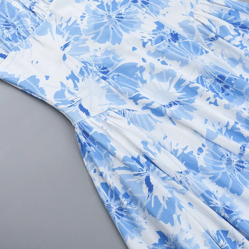 Floral Spaghetti Strap Mini Dress for Women Ruched A-Line Sleeveless Summer Sundress Casual Holiday Beach Vacation Outfit