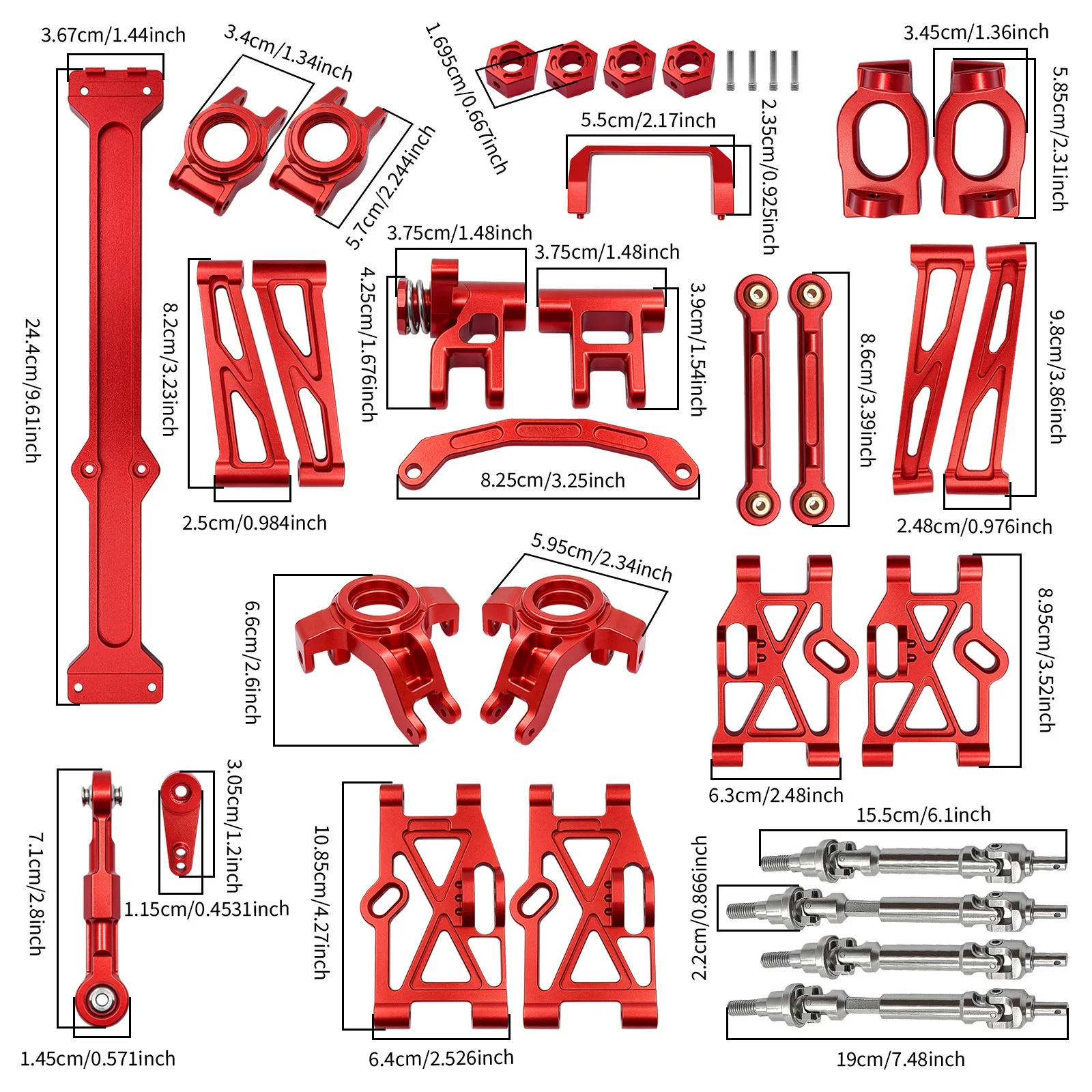 Remote Control Car Accessories Package for YIKONG 1/8 TB8 YK7081 YK8081 DF8 RC Car Metal Upgrade OP Accessories Parts