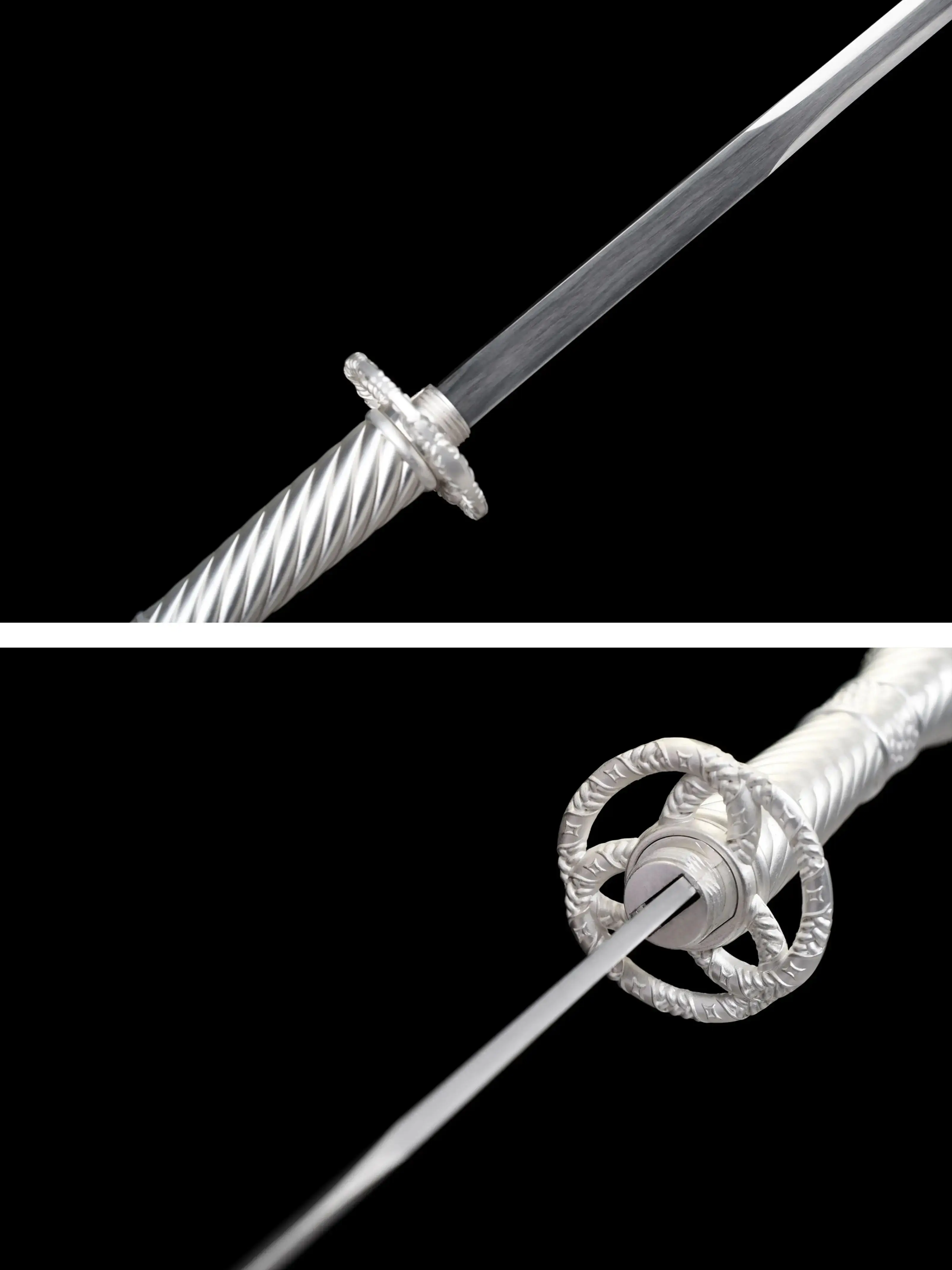 سيف موظفي القرون الوسطى 95 سم، سيف الساموراي الياباني، فولاذ زنبركي كاتانا، تحضير قتالي، أسلحة حادة، تدريب النينجا، مارشل