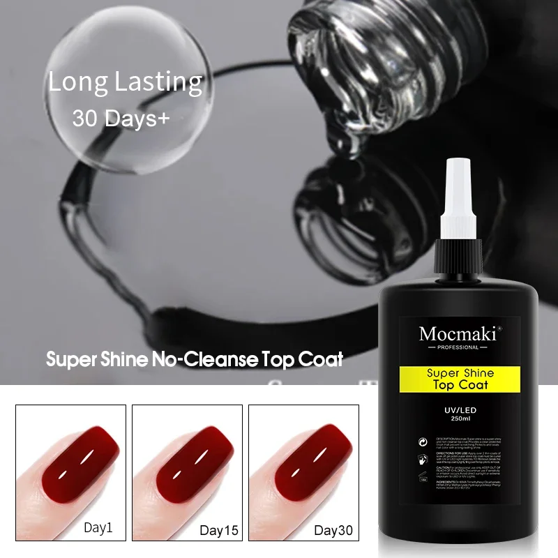 Mocmaki-esmalte de uñas de Gel UV LED, capa Base de goma, deshidratador de preparación, semipermanente, sin limpiar, barniz de capa superior mate, 250mL