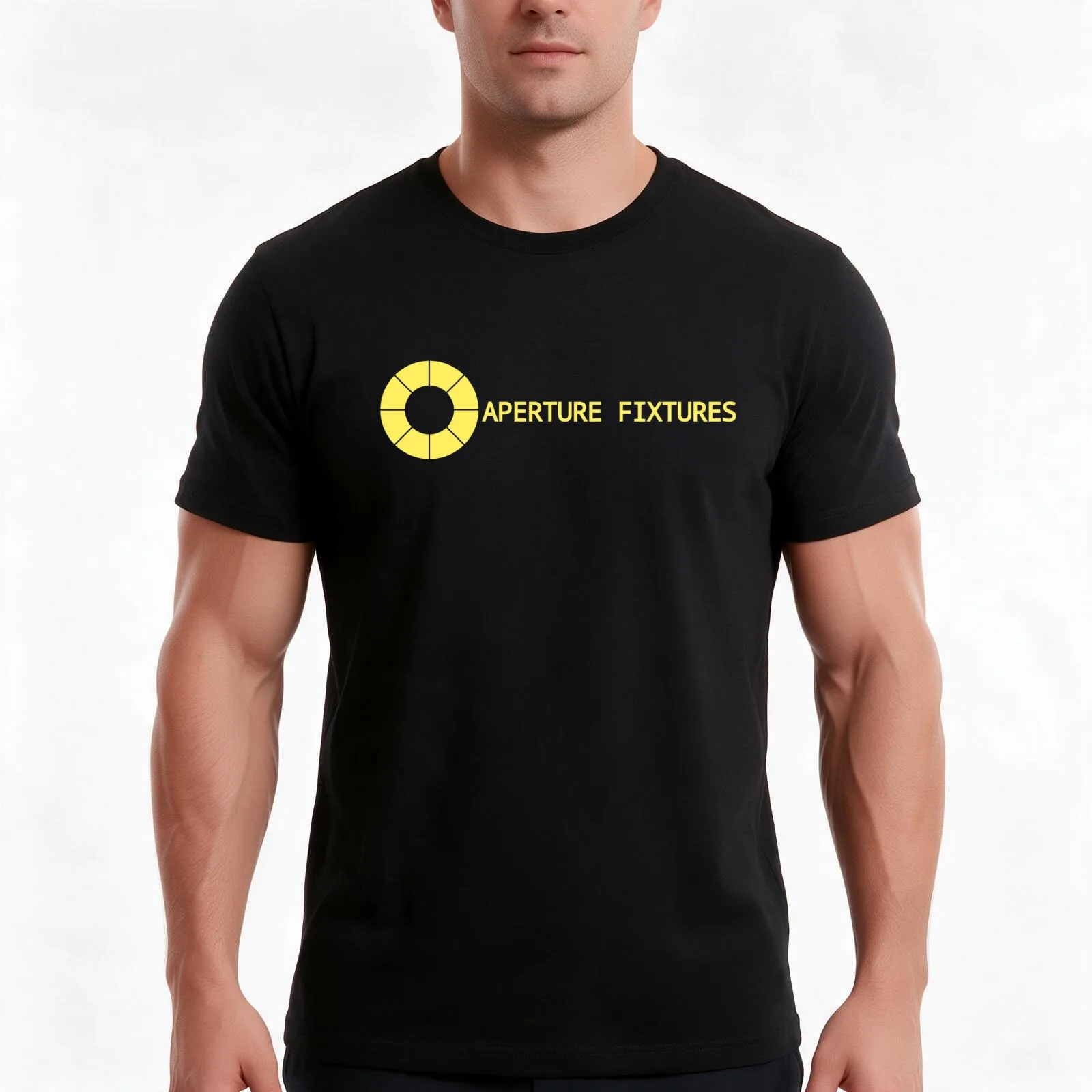 Aperture Fixtures T-Shirt, Summer Casual Cotton Tee, Oversized Streetwear Tops, Vintage Graphic Print, Loose Fit Short Sleeve