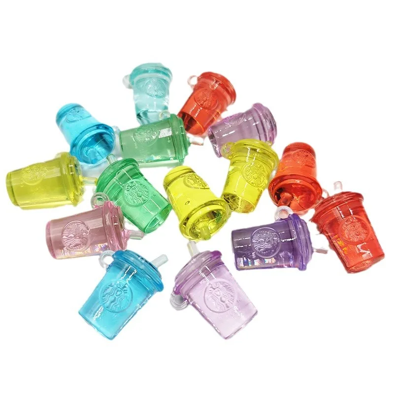 Camal 10pcs Acrylic Decorative Mini Milk Tea Cup Tabletop Shaped Ornament DIY Ornament Children\'s Child Cartoon Toy Decoration