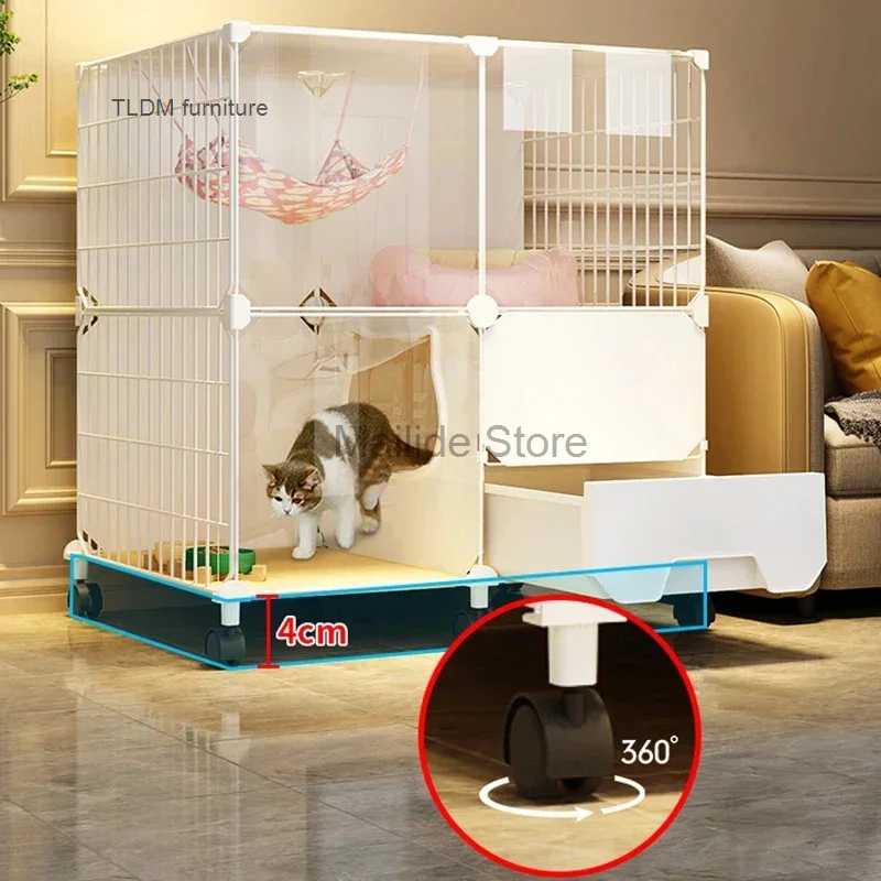 Cat Cages Home Indoor Cat Litter Box Integrated Cat House Simple Cat Villa Toilet Super Large Free Space Pet Products Cat Cage