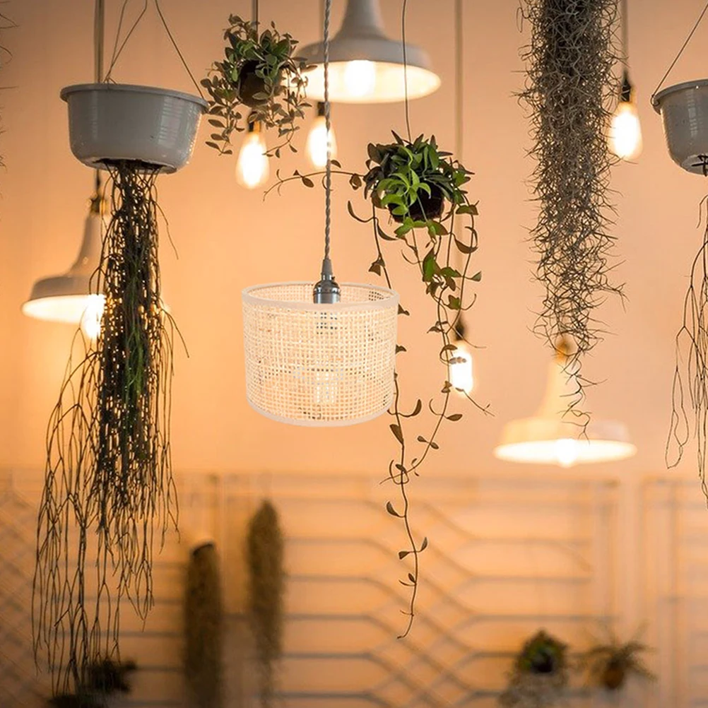 

2pcs Rattan Lampshade Woven Pendant Light Cover Decorative Bamboo Lamp Shade Chandelier Soft Lighting Handcrafted