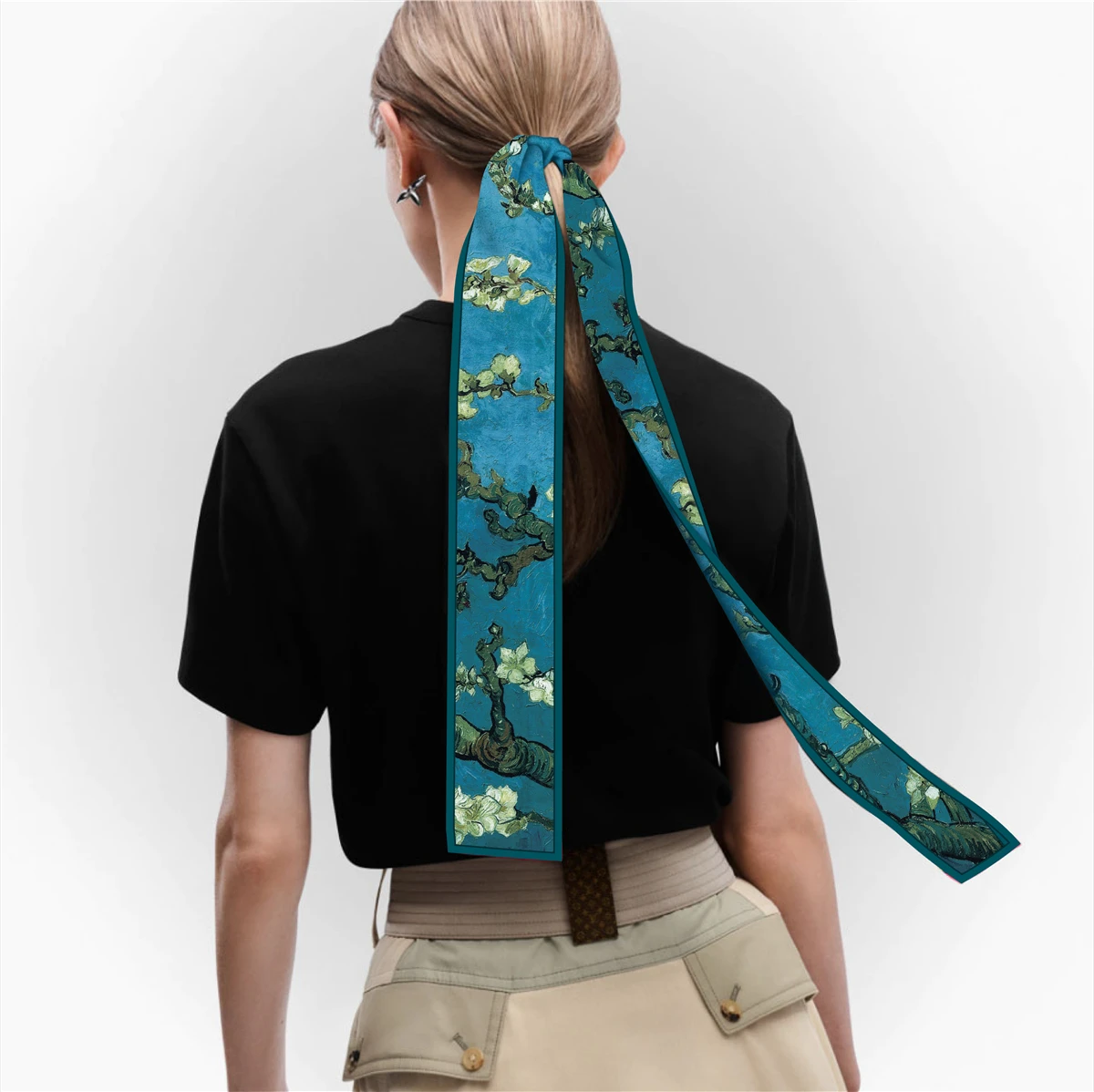 Van Gogh Oil Painting Scarf New Scarf Women Bag Hair Skinny Silk Scarves Design Foulard Neckerchief Headband For Ladies